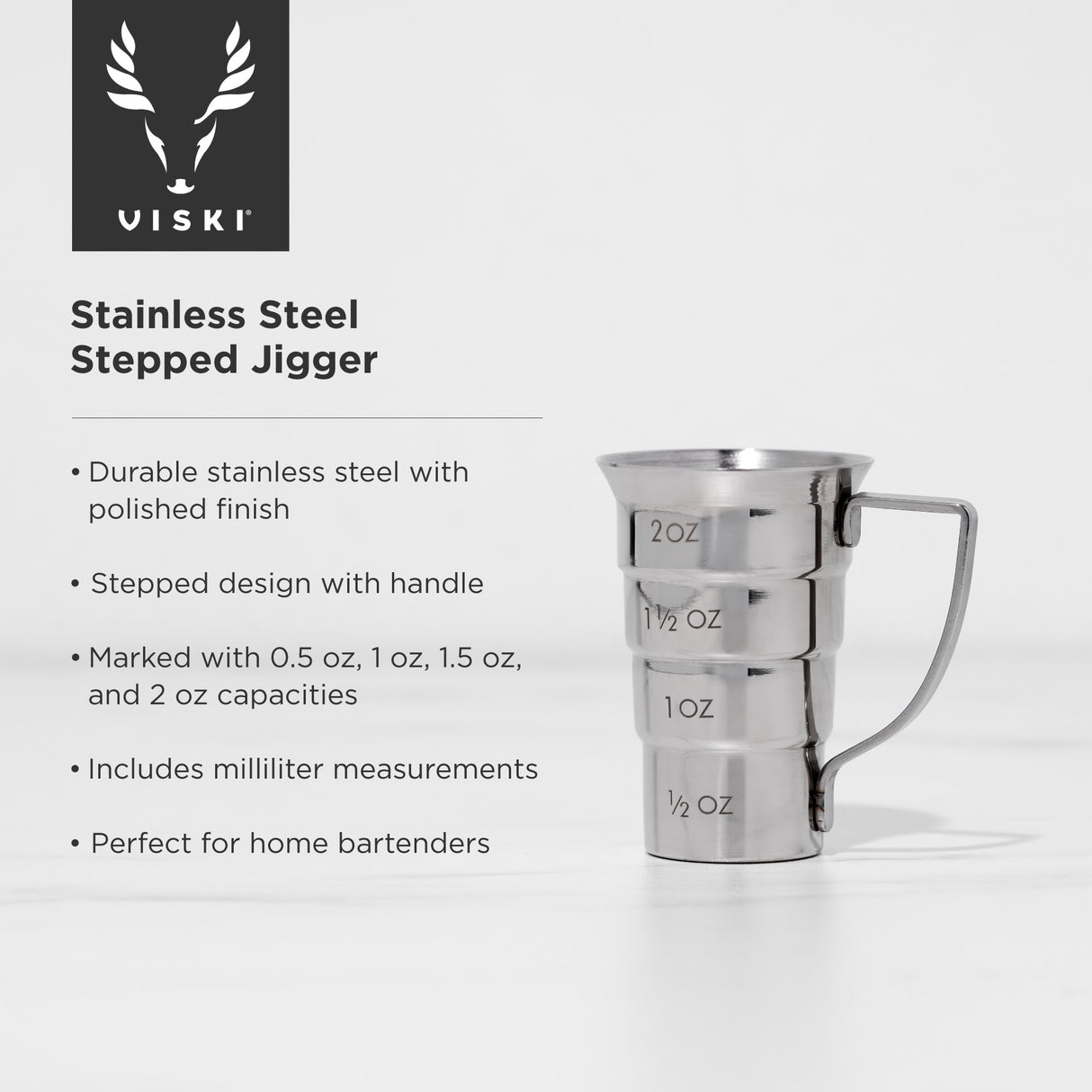 Harrison stepped jigger in silver viski®