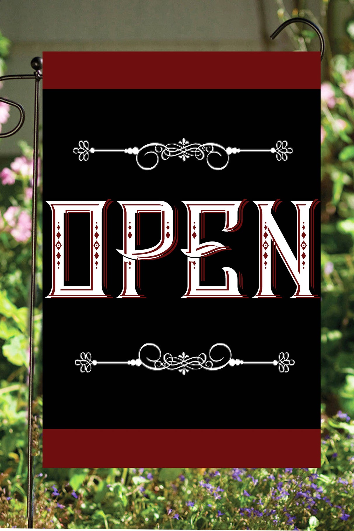 Open on Black Garden Flag