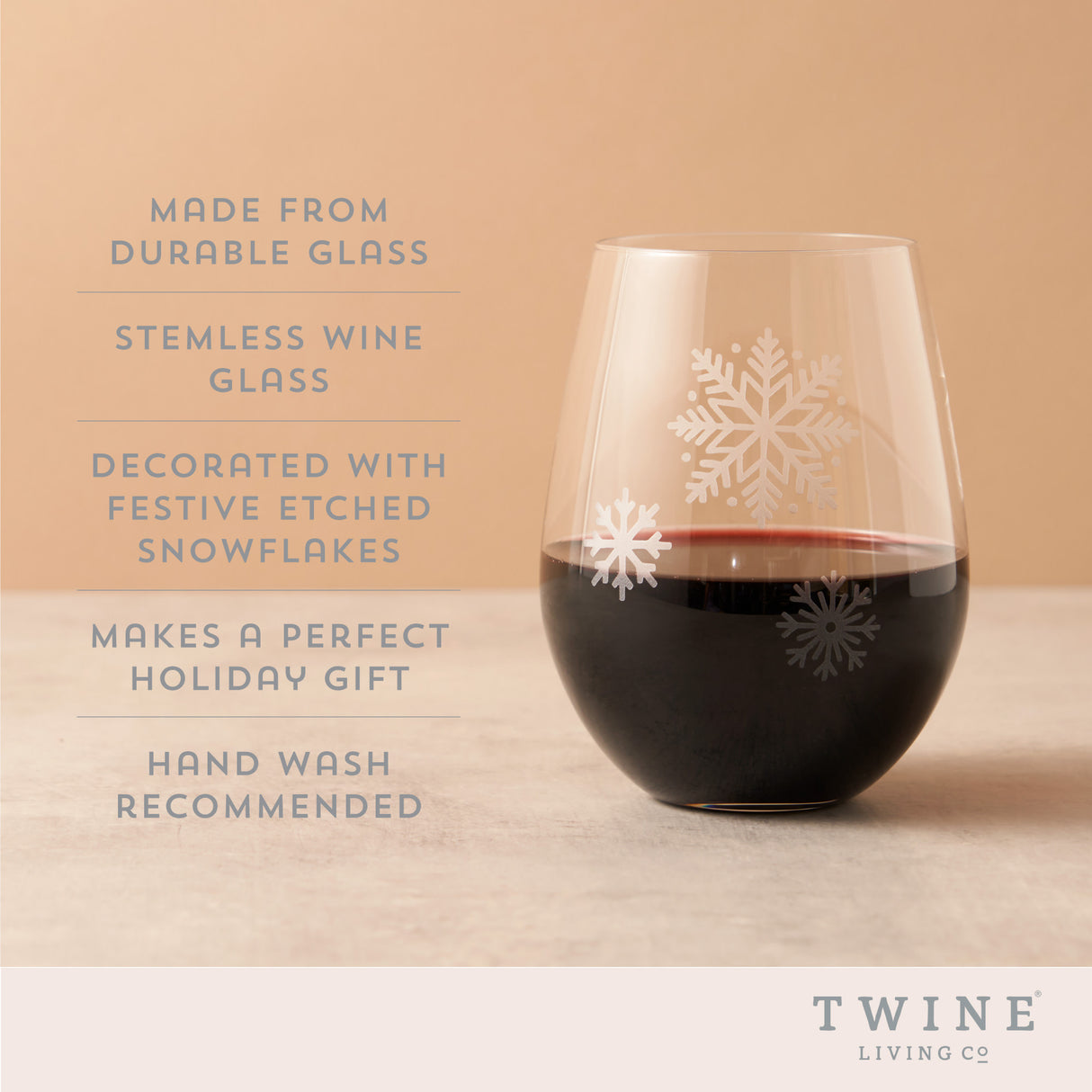Scattered snowflakes stemless wine glass by twine®