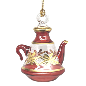 Egyptian Glass Teapot Ornaments - Christmas Red