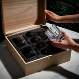 8-piece crystal liquor glass and ice sphere wood box set vis