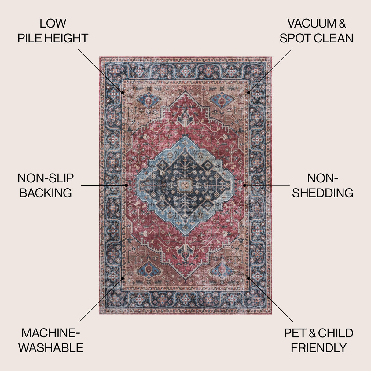 Alacati Ogee Medallion Machine - Washable Area Rug - Tuesday Morning - Area Rugs