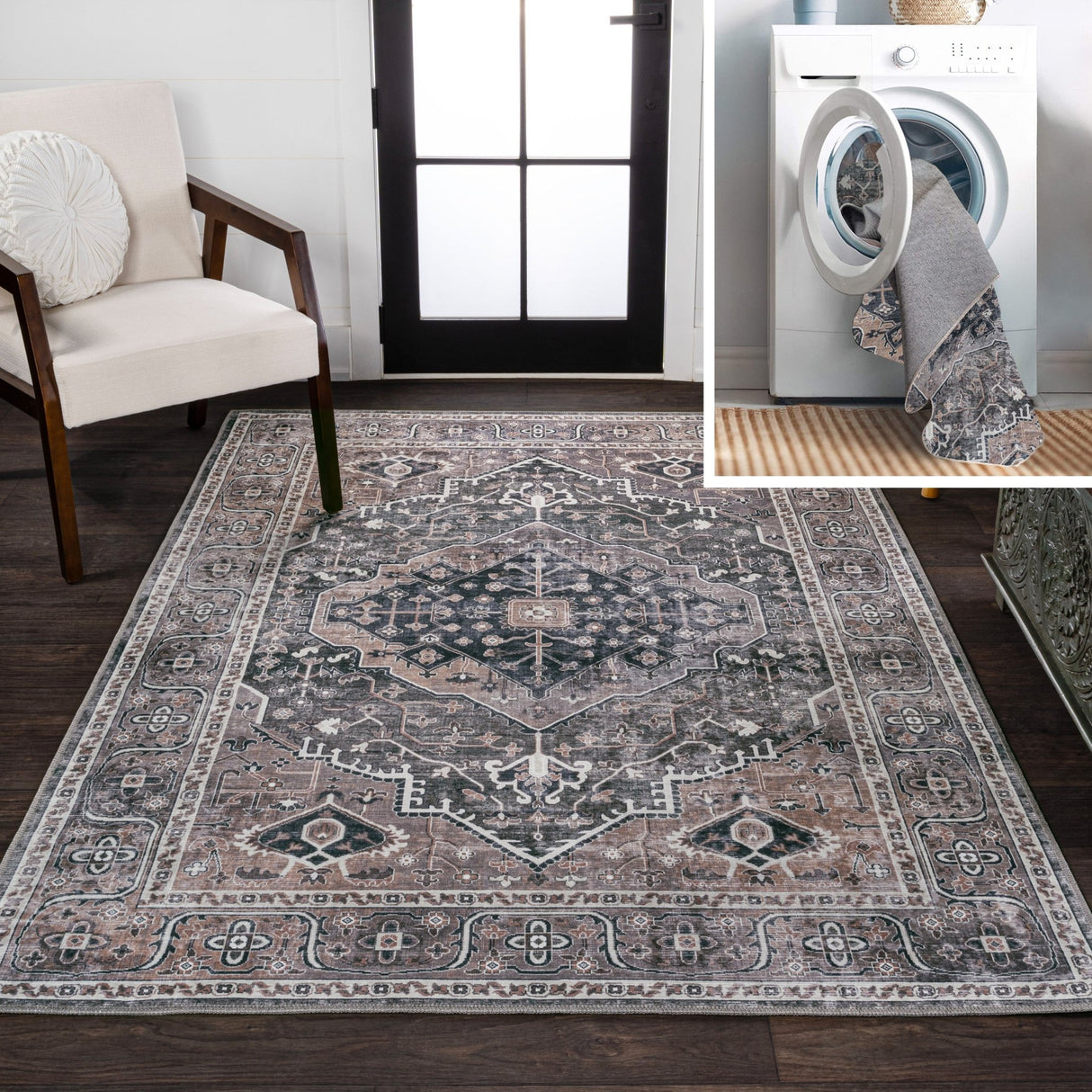 Alacati Ogee Medallion Machine - Washable Area Rug - Tuesday Morning - Area Rugs