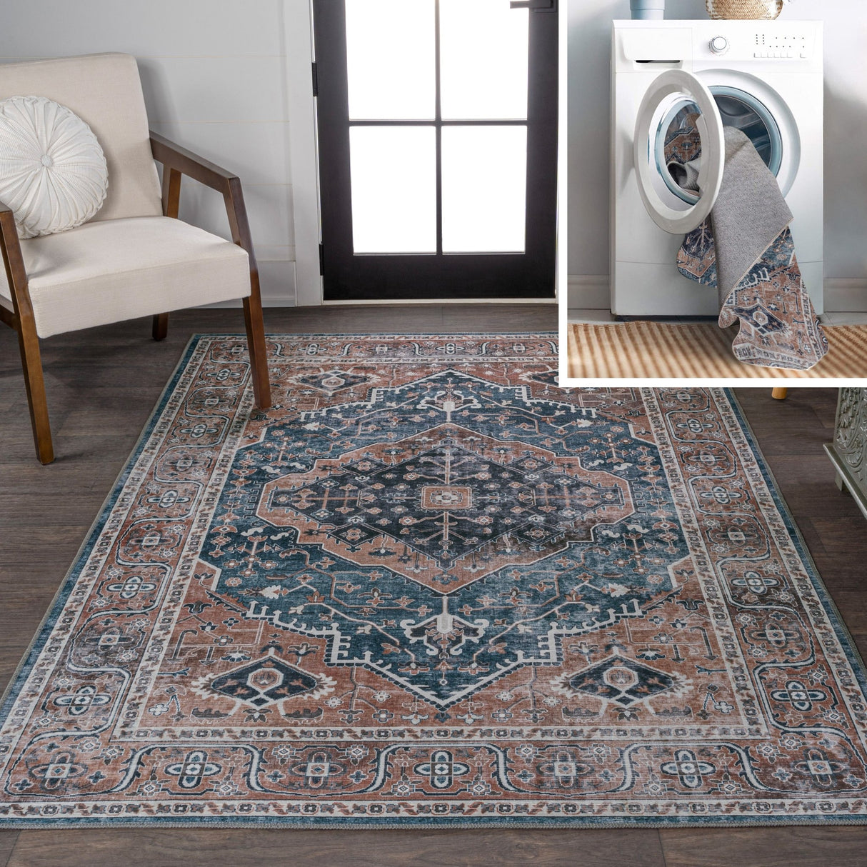 Alacati Ogee Medallion Machine - Washable Area Rug - Tuesday Morning - Area Rugs