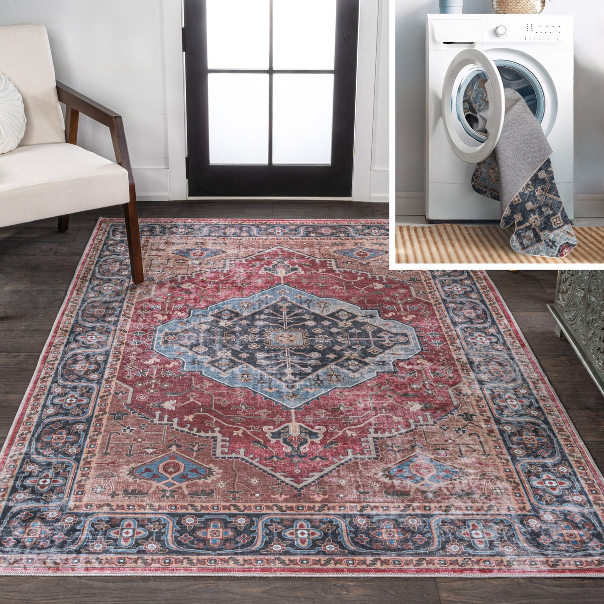 Alacati Ogee Medallion Machine - Washable Area Rug - Tuesday Morning - Area Rugs