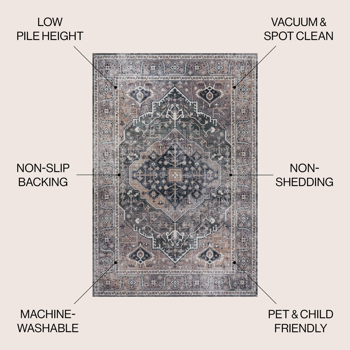 Alacati Ogee Medallion Machine - Washable Area Rug - Tuesday Morning - Area Rugs