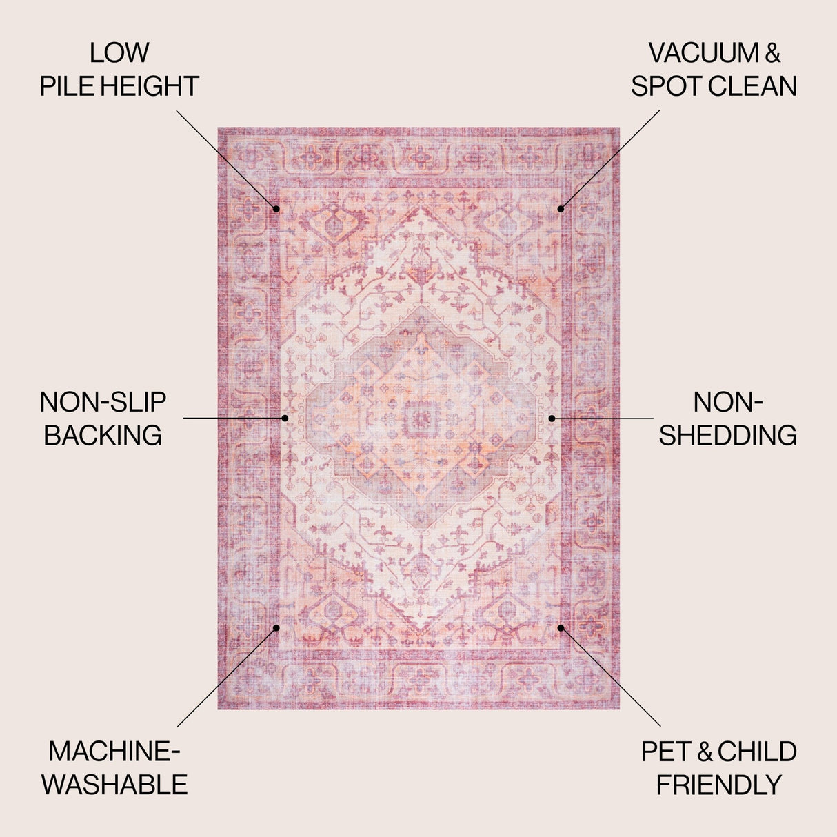 Alacati Ogee Medallion Machine - Washable Area Rug - Tuesday Morning - Area Rugs