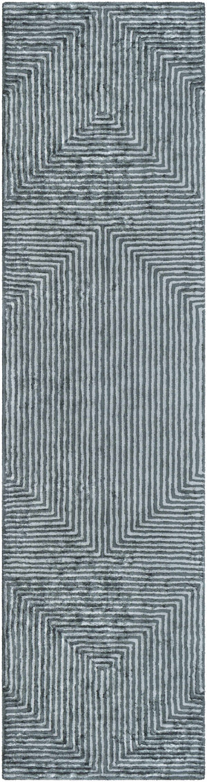 Quartz Patterned Sheen Blue/Green Viscose Rug