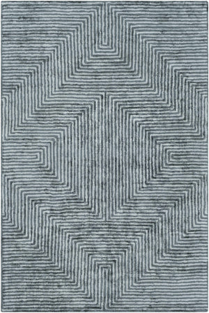 Quartz Patterned Sheen Blue/Green Viscose Rug