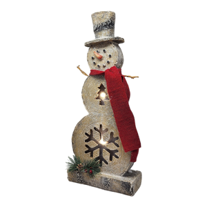 Lighted Log-Style Snowman Figurine - Tree