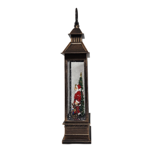 Lighted Spinning Waterglobe Lantern - Santa Delivering Gifts