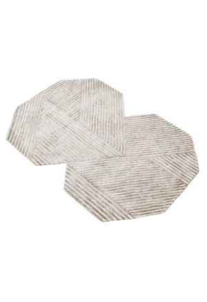 Amber Modern Geometrical Beige Hand Tufted Wool Rug
