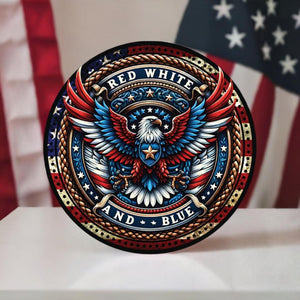American Eagle Red White Blue Round Sign