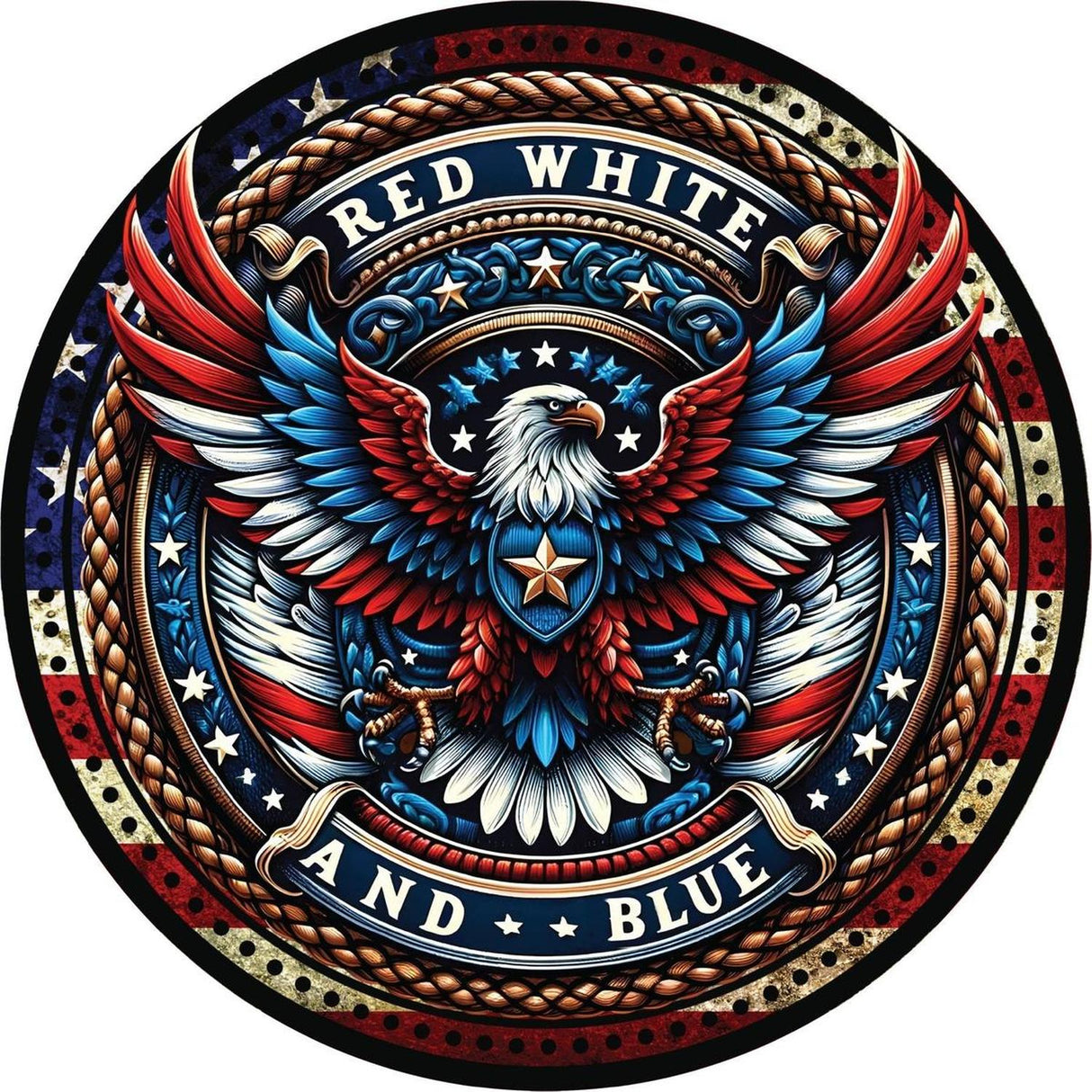 American Eagle Red White Blue Round Sign