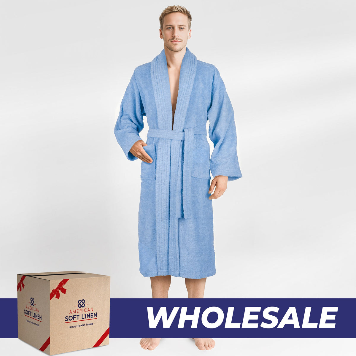 American Soft Linen Luxury Men’s Robe – 100% Cotton, Quick Dry, Turkish Bathrobe for Wholesale