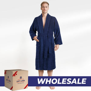 American Soft Linen Luxury Men’s Robe – 100% Cotton, Quick Dry, Turkish Bathrobe for Wholesale