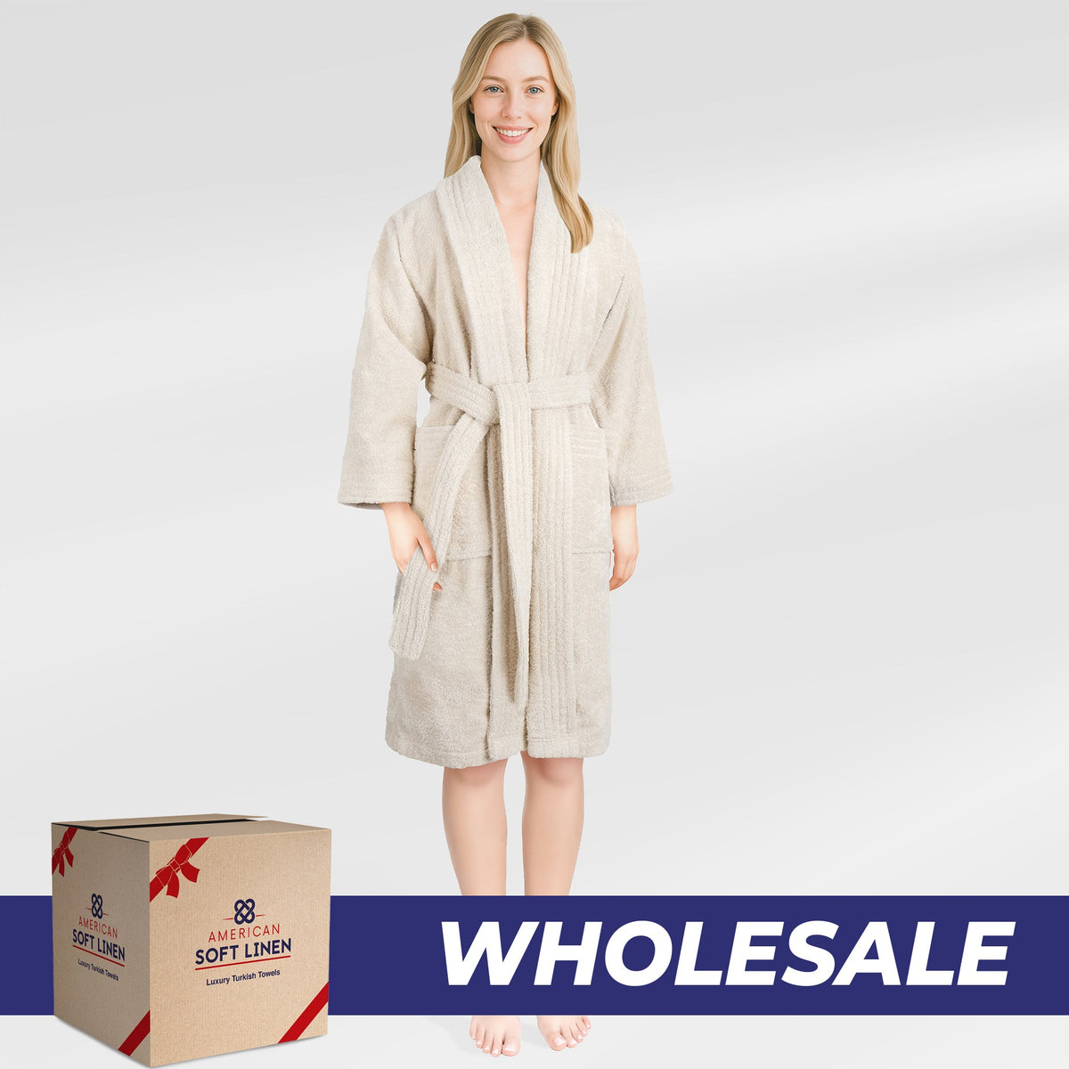 American Soft Linen Luxury Women’s Robe – 100% Cotton, Quick Dry, Turkish Bathrobe for Wholesale