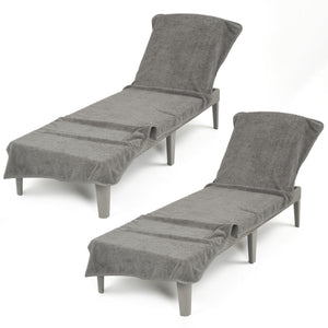 American Soft Linen 2 Pack Chaise Lounge Covers with Pocket, 86" x 32" Oversized Beach and Pool Lounge Chair Towels