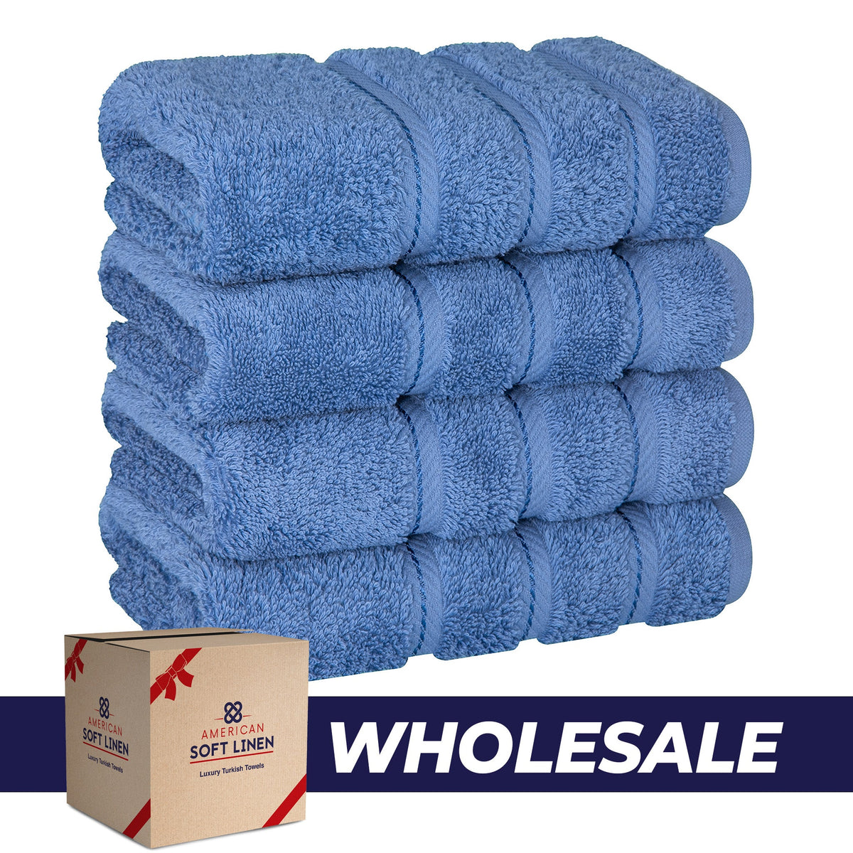 4 Piece 100% Cotton Turkish Towels, Hand Towel Set, Soft, Absorbent, Quick Dry - 28 Set Case Pack