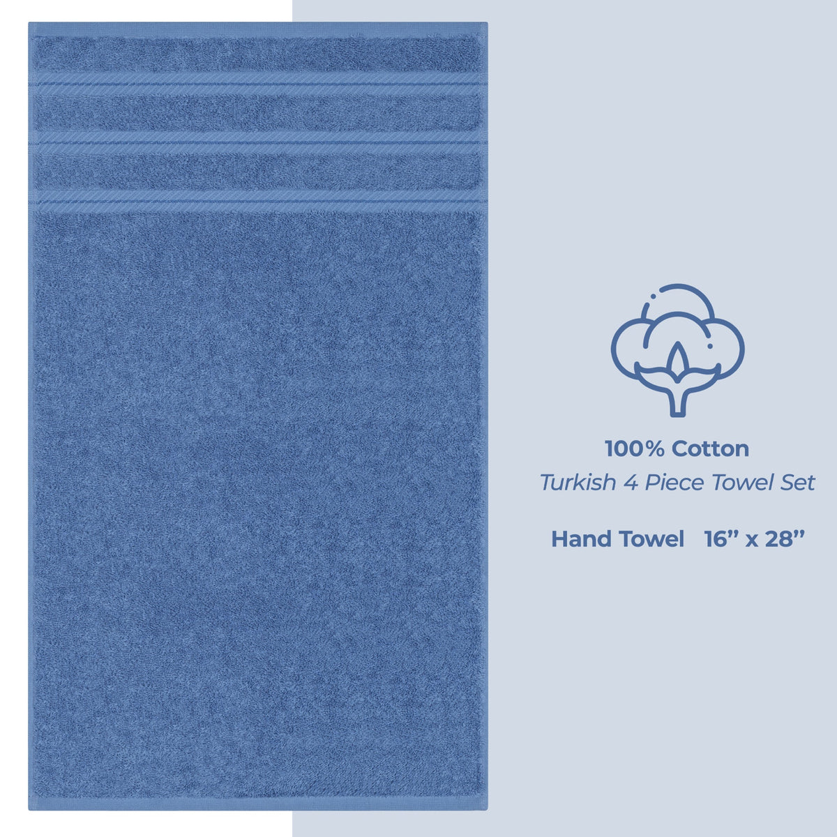 4 Piece 100% Cotton Turkish Towels, Hand Towel Set, Soft, Absorbent, Quick Dry - 28 Set Case Pack
