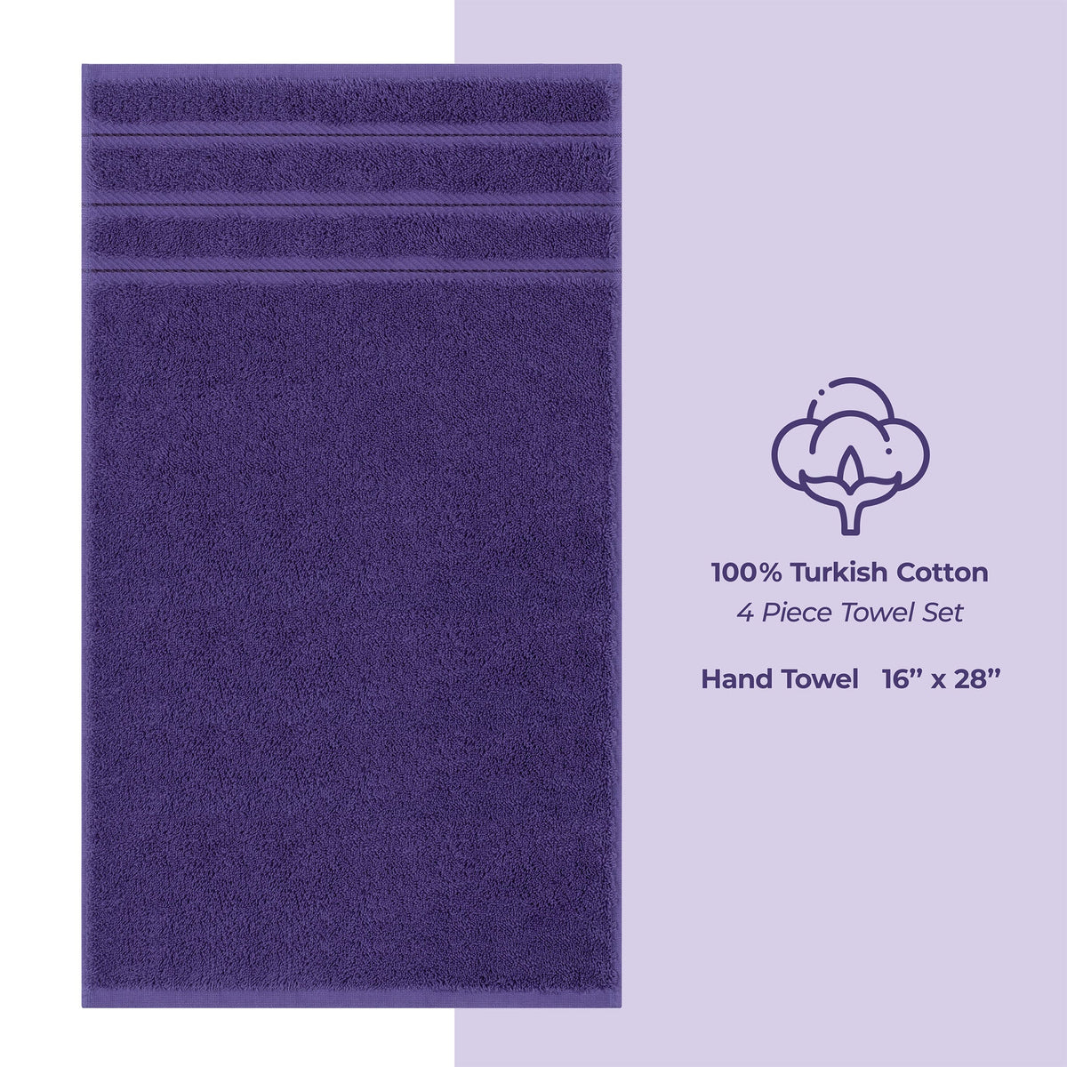 4 Piece 100% Cotton Turkish Towels, Hand Towel Set, Soft, Absorbent, Quick Dry - 28 Set Case Pack