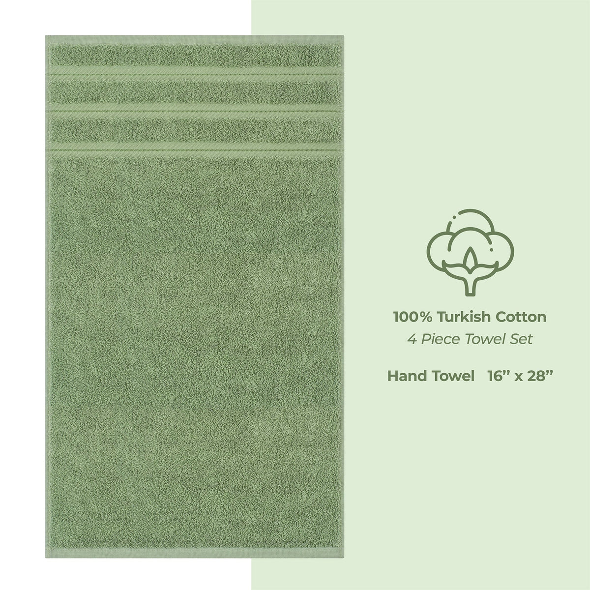4 Piece 100% Cotton Turkish Towels, Hand Towel Set, Soft, Absorbent, Quick Dry - 28 Set Case Pack
