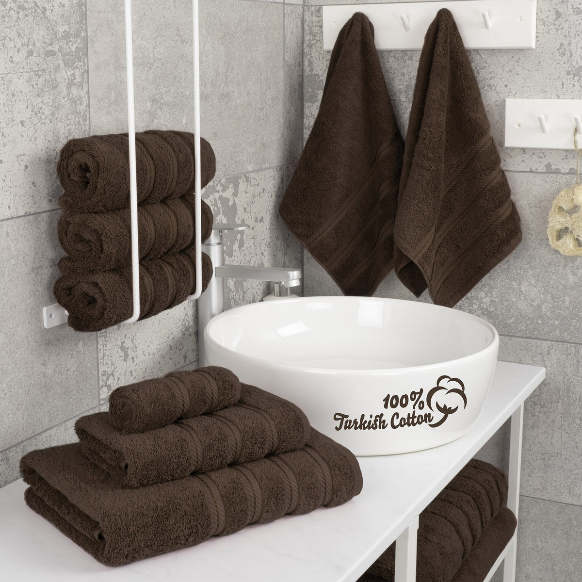 6 Piece 100% Cotton Turkish Bulk Bath Towels - Wholesale Premium Towel Sets - 10 Set Case Pack