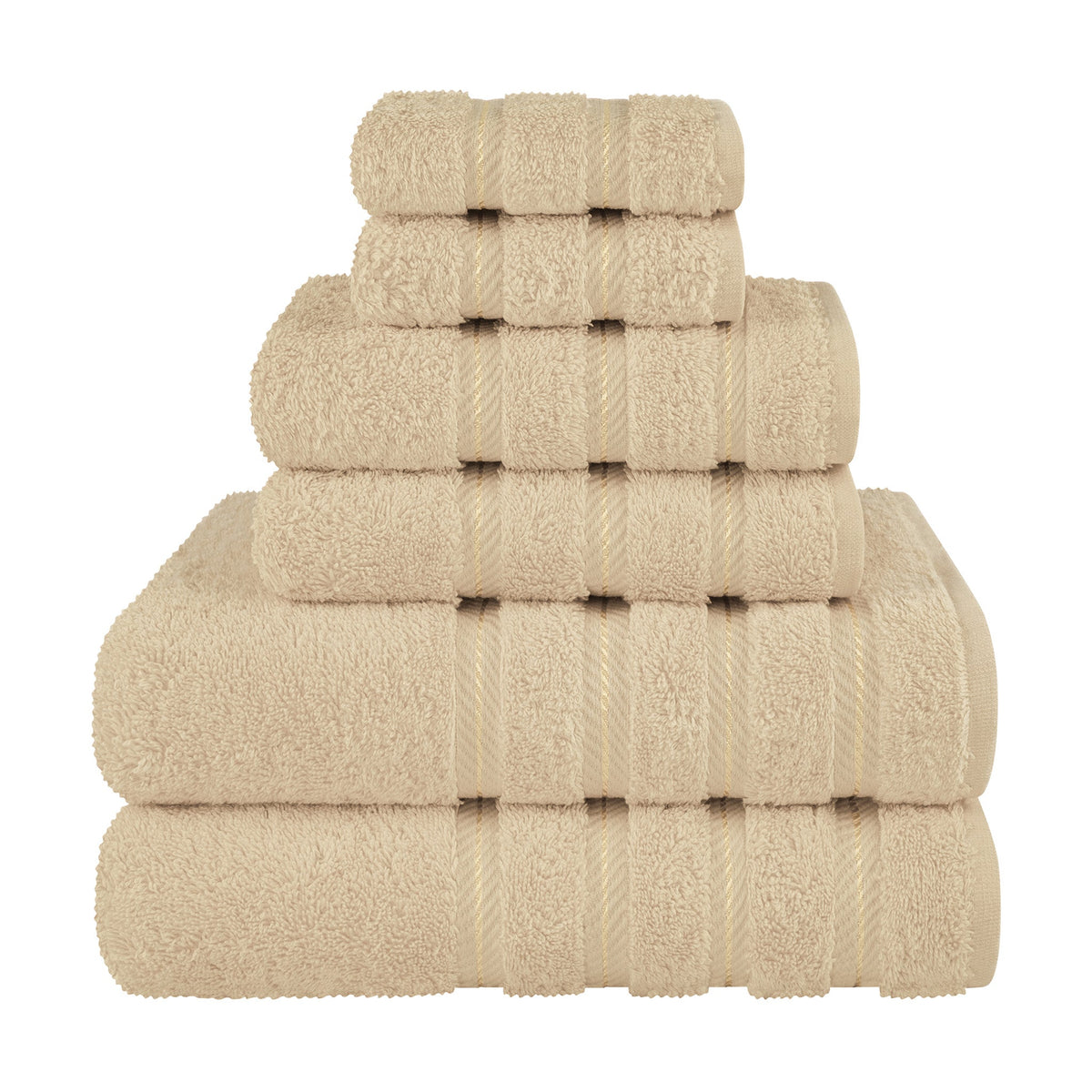6 Piece 100% Cotton Turkish Bulk Bath Towels - Wholesale Premium Towel Sets - 10 Set Case Pack