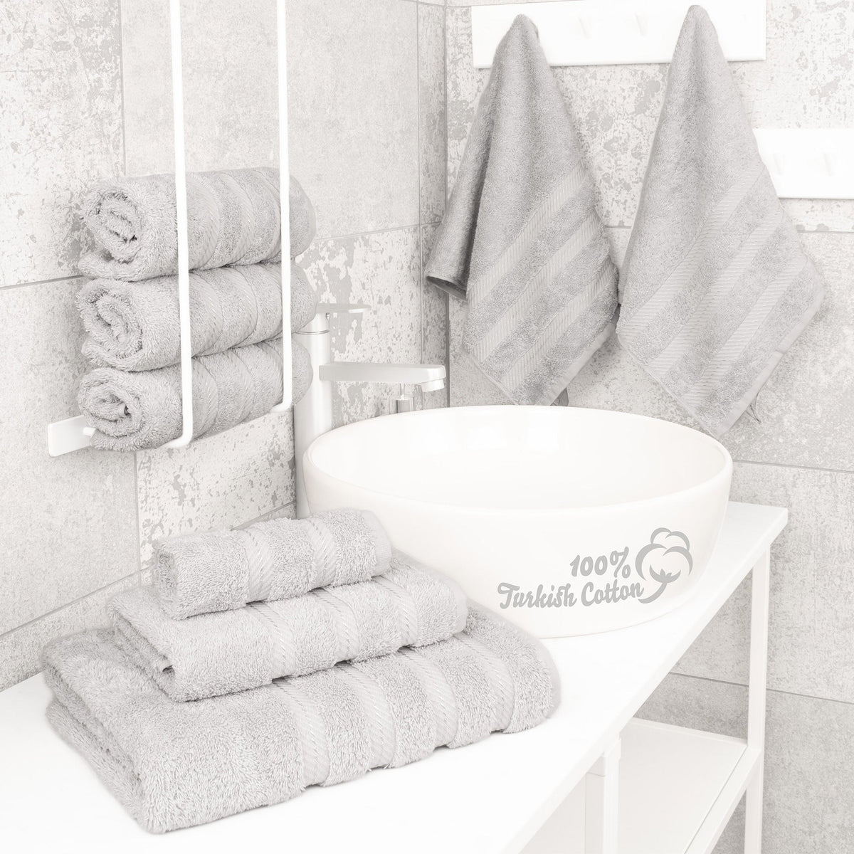 6 Piece 100% Cotton Turkish Bulk Bath Towels - Wholesale Premium Towel Sets - 10 Set Case Pack