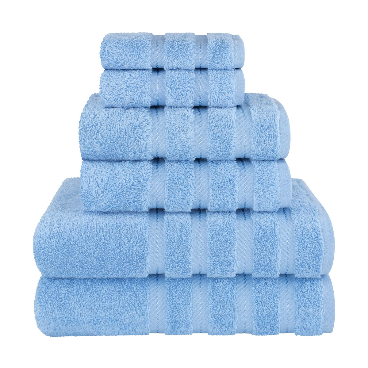 6 Piece 100% Cotton Turkish Bulk Bath Towels - Wholesale Premium Towel Sets - 10 Set Case Pack