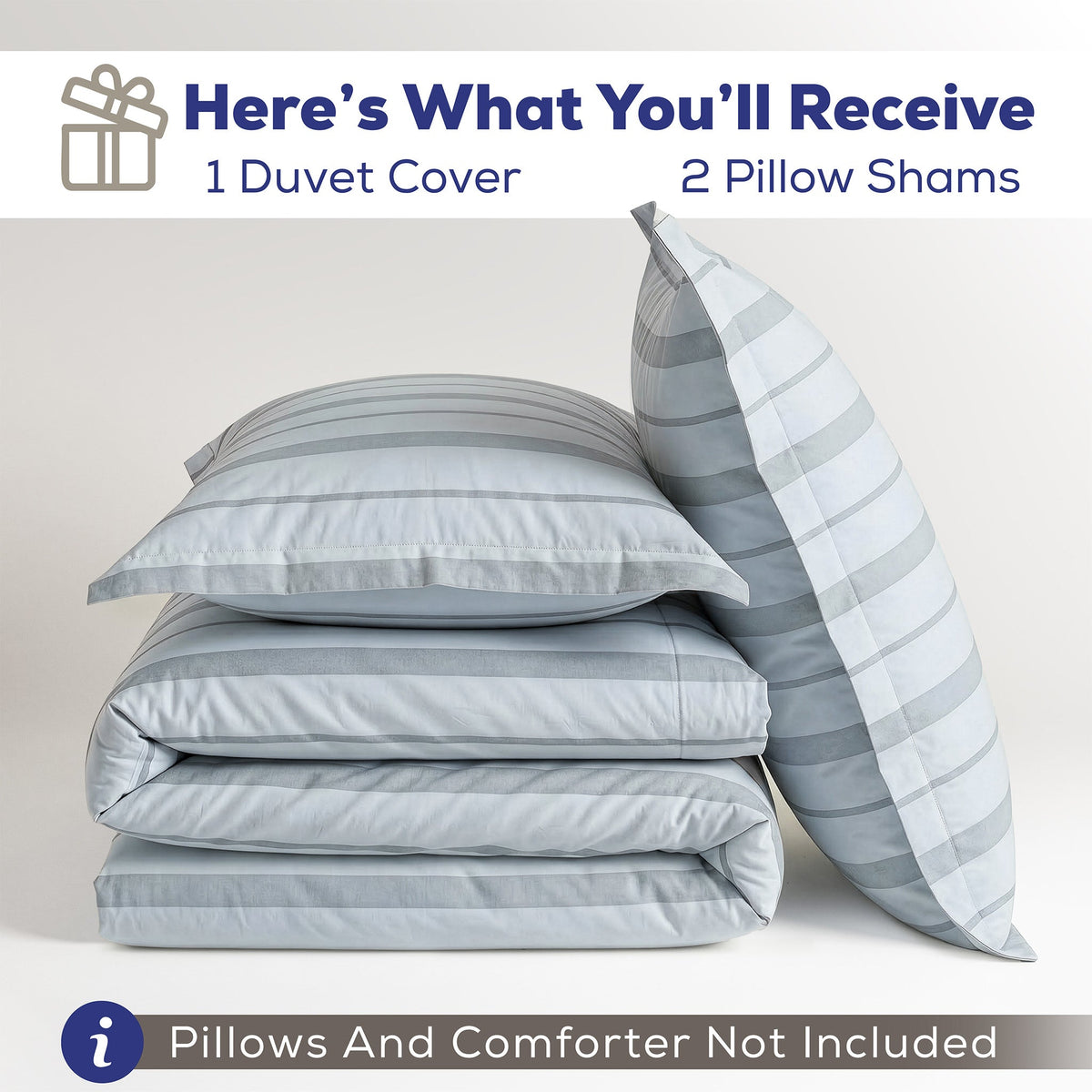 Wholesale 100% Washed Cotton Percale Duvet Cover Set – 200TC Yarn-Dyed Striped Hotel Bedding Set