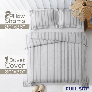 Wholesale 100% Washed Cotton Percale Duvet Cover Set – 200TC Yarn-Dyed Striped Hotel Bedding Set