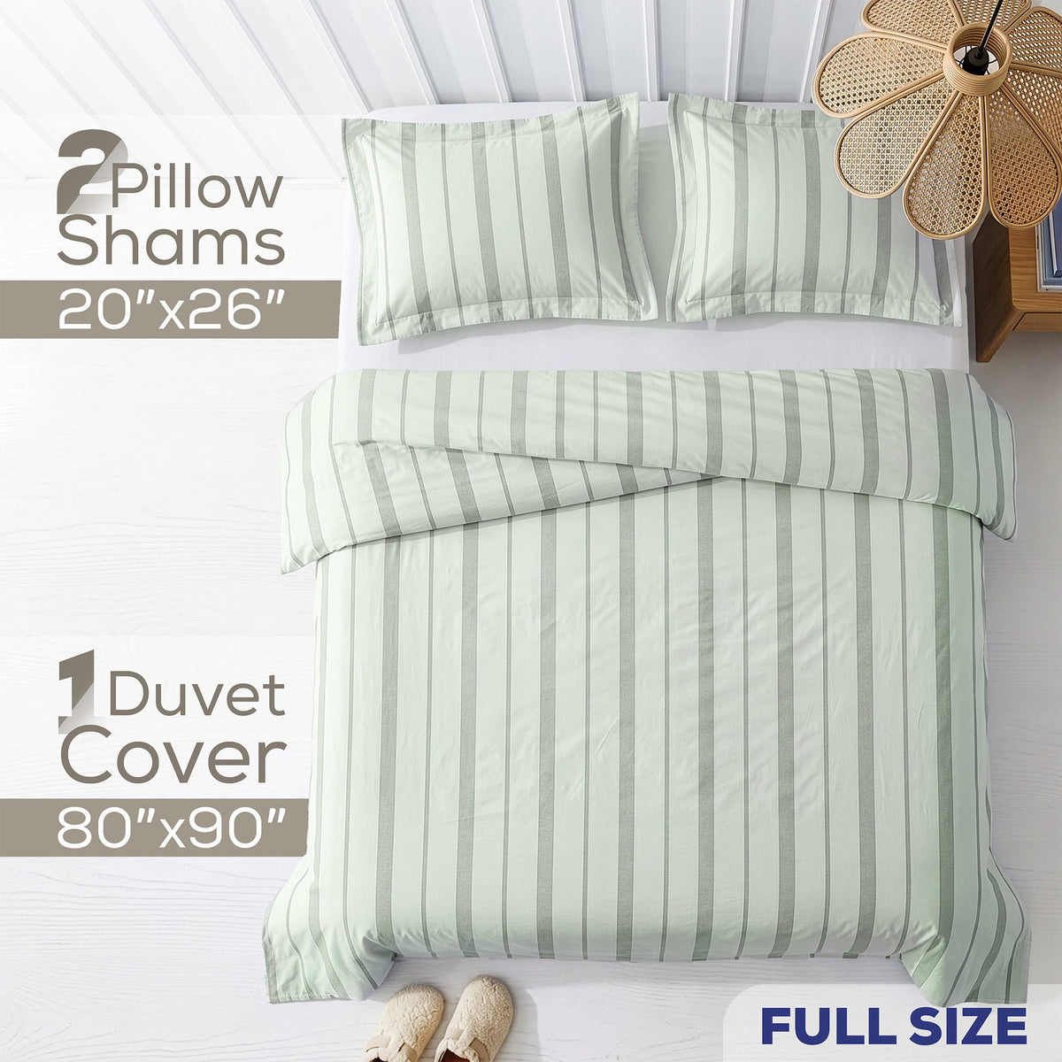 Wholesale 100% Washed Cotton Percale Duvet Cover Set – 200TC Yarn-Dyed Striped Hotel Bedding Set