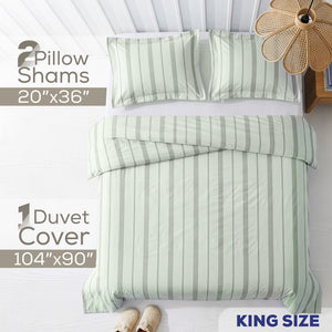 Wholesale 100% Washed Cotton Percale Duvet Cover Set – 200TC Yarn-Dyed Striped Hotel Bedding Set