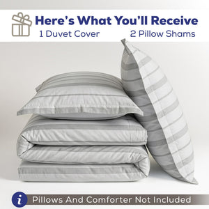 Wholesale 100% Washed Cotton Percale Duvet Cover Set – 200TC Yarn-Dyed Striped Hotel Bedding Set