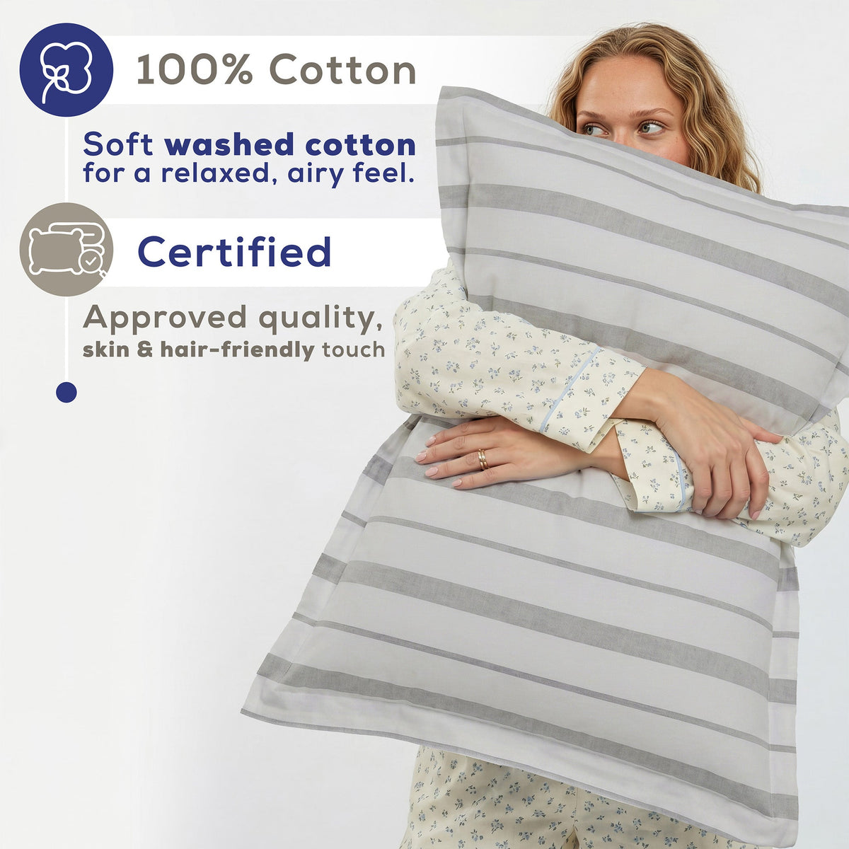 Wholesale 100% Washed Cotton Percale Duvet Cover Set – 200TC Yarn-Dyed Striped Hotel Bedding Set
