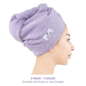American Soft Linen 100% Cotton Hair Drying Towels for Women, 2 Pack Head Towel Cap - 75 Set Case Pack
