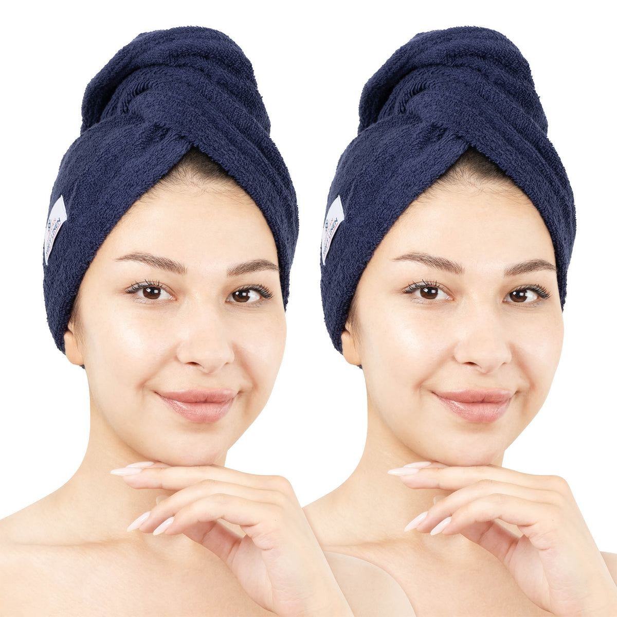 American Soft Linen 100% Cotton Hair Drying Towels for Women, 2 Pack Head Towel Cap - 75 Set Case Pack