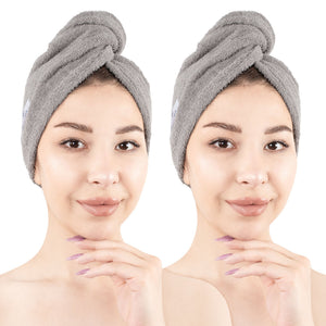 American Soft Linen 100% Cotton Hair Drying Towels for Women, 2 Pack Head Towel Cap - 75 Set Case Pack
