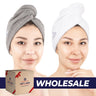 American Soft Linen 100% Cotton Hair Drying Towels for Women, 2 Pack Head Towel Cap - 75 Set Case Pack