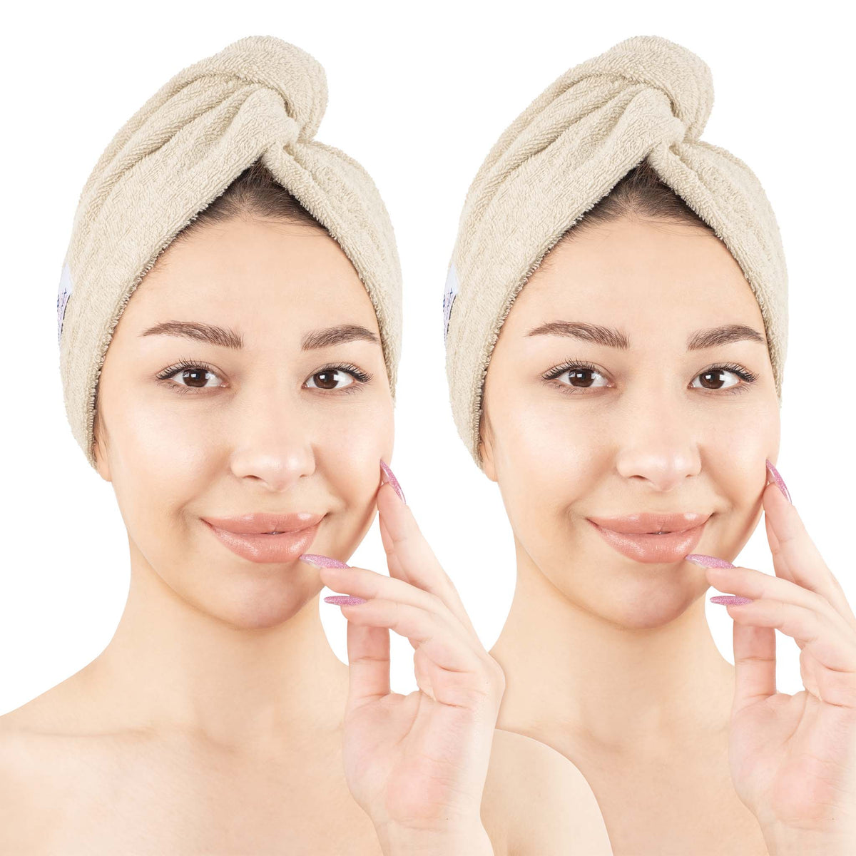 American Soft Linen 100% Cotton Hair Drying Towels for Women, 2 Pack Head Towel Cap - 75 Set Case Pack