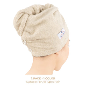 American Soft Linen 100% Cotton Hair Drying Towels for Women, 2 Pack Head Towel Cap - 75 Set Case Pack