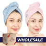American Soft Linen 100% Cotton Hair Drying Towels for Women, 2 Pack Head Towel Cap - 75 Set Case Pack