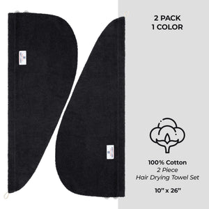 American Soft Linen 100% Cotton Hair Drying Towels for Women, 2 Pack Head Towel Cap