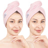 American Soft Linen 100% Cotton Hair Drying Towels for Women, 2 Pack Head Towel Cap