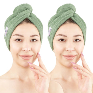 American Soft Linen 100% Cotton Hair Drying Towels for Women, 2 Pack Head Towel Cap