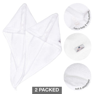 American Soft Linen Extremely Soft, Super Absorbent and Fast Drying Hair Towel with 2 buttons