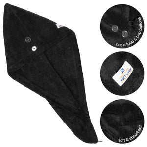 American Soft Linen Extremely Soft, Super Absorbent and Fast Drying Hair Towel with 2 buttons