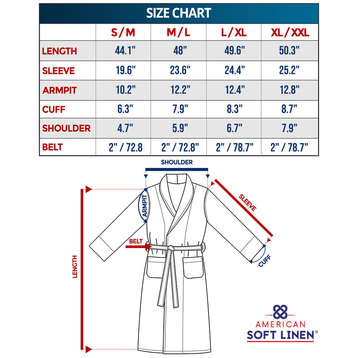American Soft Linen Super Soft, Absorbent and Fluffy, Unisex Fleece Bathrobe