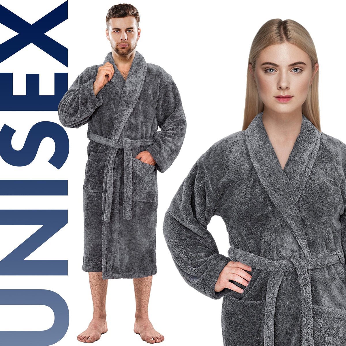 American Soft Linen Super Soft, Absorbent and Fluffy, Unisex Fleece Bathrobe